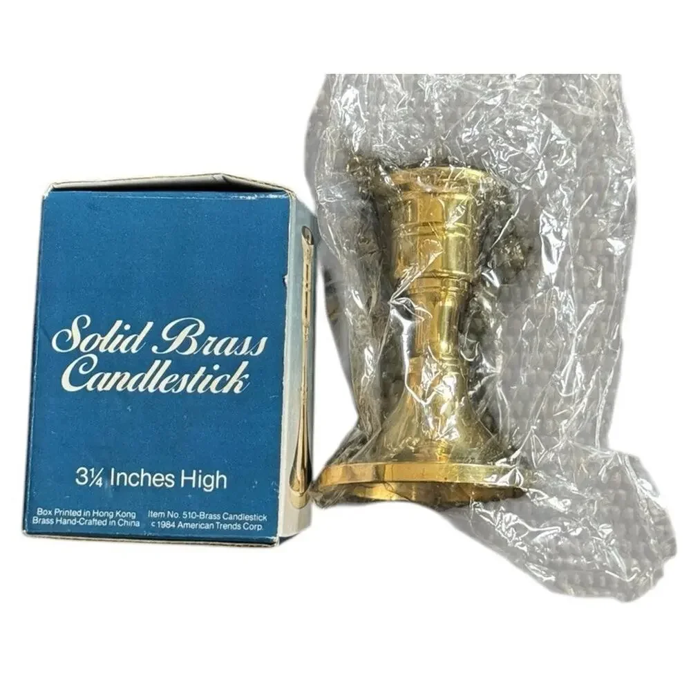 VTG Solid Brass Candlestick 1984 American Trends Corp 3.25” Dinner Party NEW‎